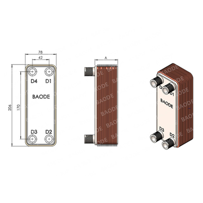 Máquina de secar ar Refrigerado Trocador de calor de placa de brasagem para máquina de secar refrigerado