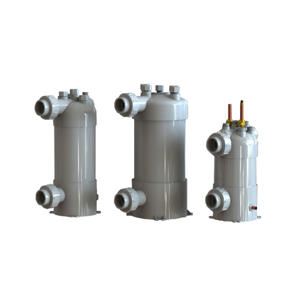 Embalagem de evaporador de titânio parafusado de PVC, concha de titânio e trocador de calor de tubo